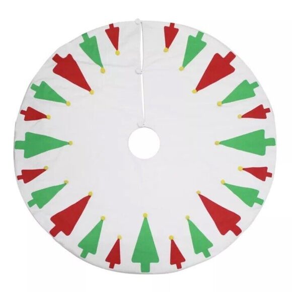 H for Happy Classic Trees Holiday Tree Skirt in White Bed and Bath Beyond NEW - Picture 1 of 9